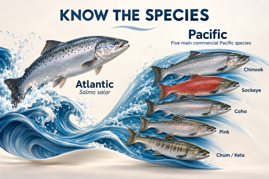 01-illustrated-atlantic-salmon-and-five-main-commercial-pacific-salmon-species