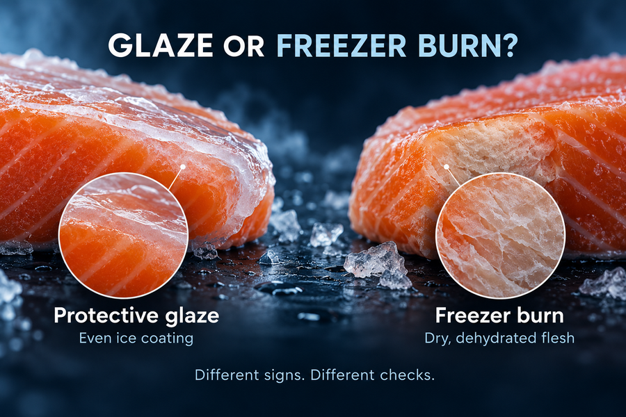02-illustrated-comparison-of-protective-glaze-and-freezer-burn-on-frozen-salmon