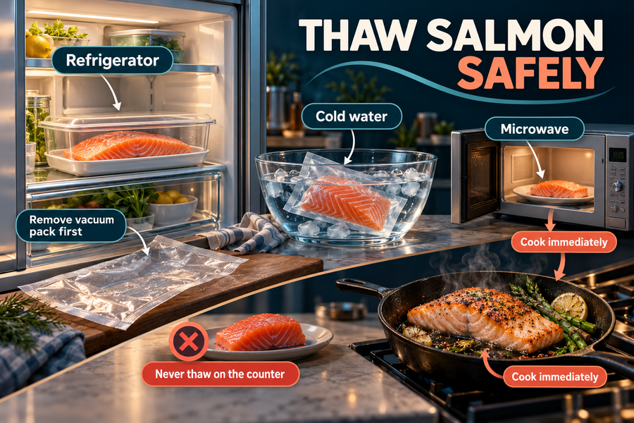 03-safe-salmon-thawing-methods-with-vacuum-pack-removal-and-immediate-cooking