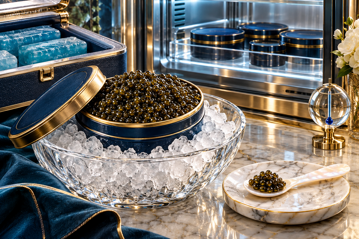 06-caviar-on-ice-beside-refrigerated-tins-and-an-insulated-cooler